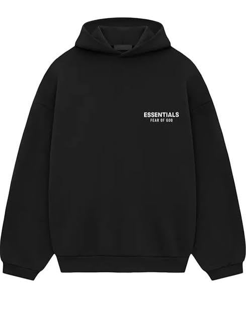 ESSENTIALS Fw24 black hoodie